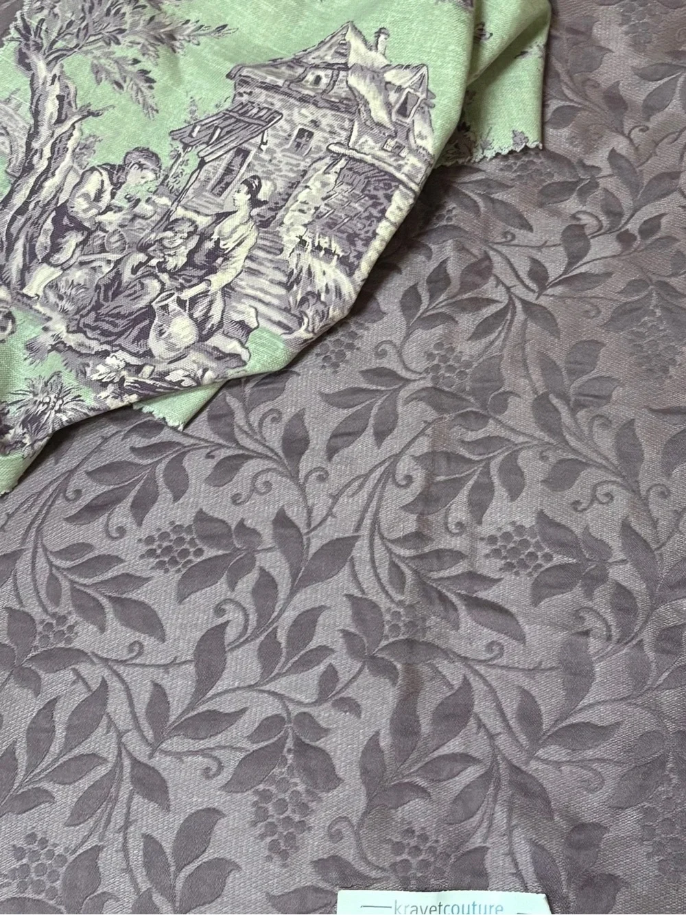 Vintage Kravet Couture Lilac Matelasse Tapestry Fabric cotton/ linen